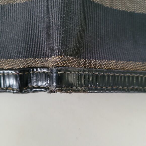 Fendi Vintage Pequin Wallet Canvas Leather Wallet Black Purse Bifold Compact - Picture 10 of 16